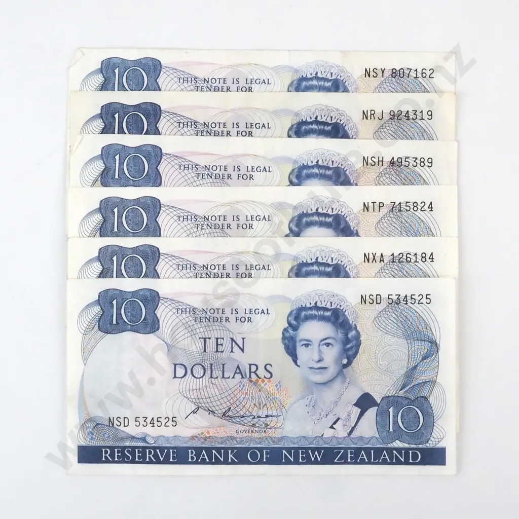 Six New Zealand 10 Dollar Russell Banknotes - Better Grades  Image 1++