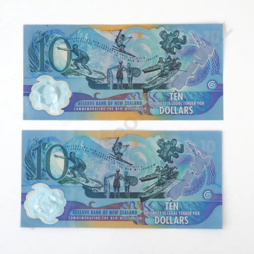 Two New Zealand Millennium $10 Banknotes  Image 1++