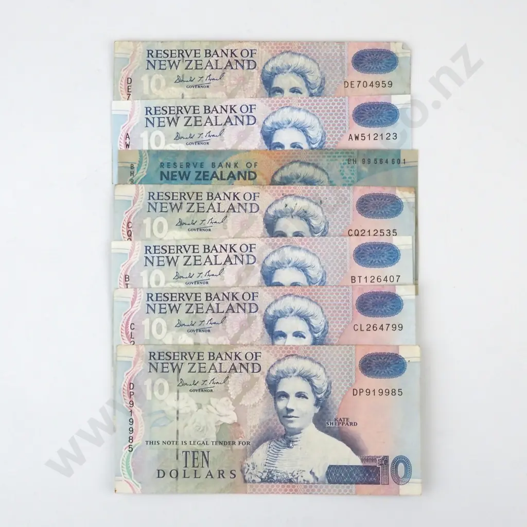7 New Zealand Ten Dollar Brash Banknotes  Image 1++