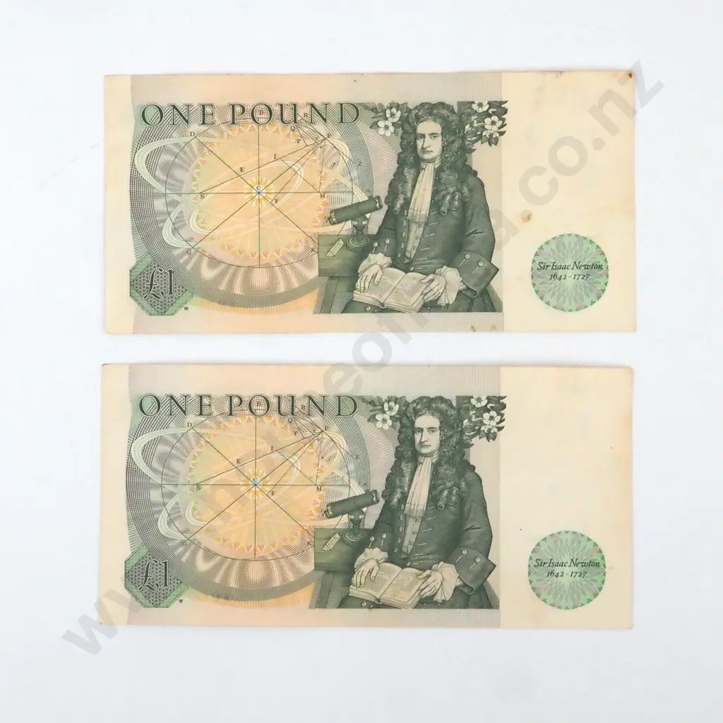 Bank of England One Pound Note D.H.F Somerset Uncirculated Consecutive X 2 Image 1++