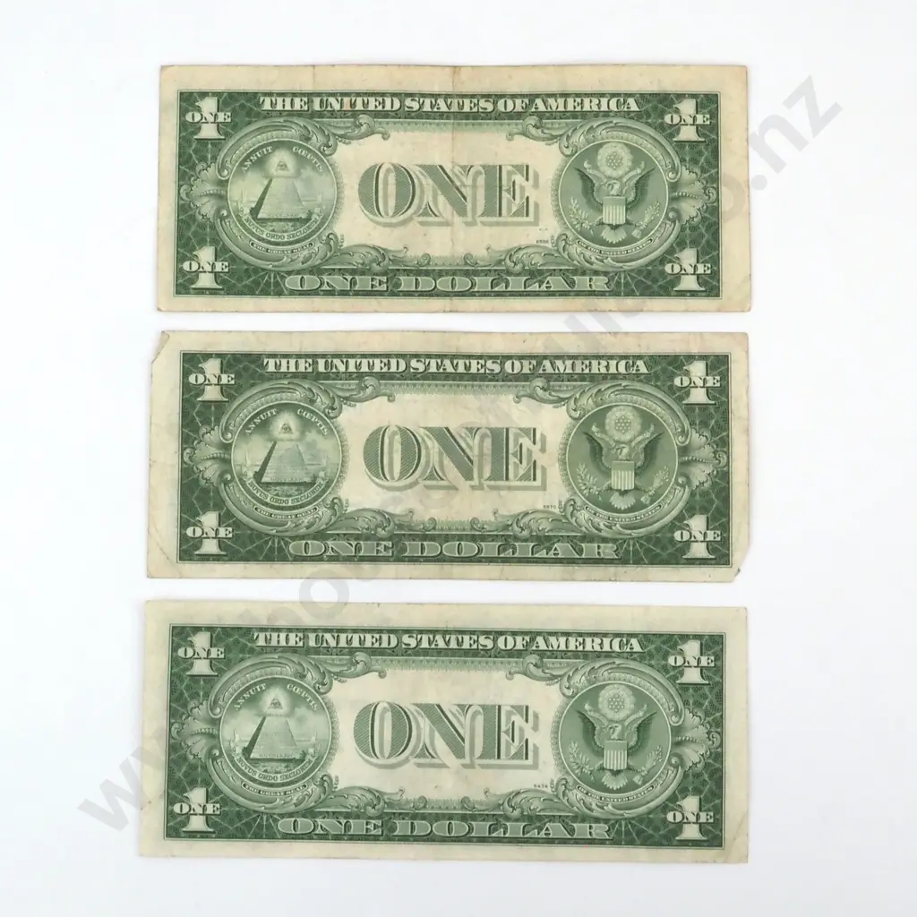 Three United States of America Silver Certificate One Dollar Banknotes  Image 1++