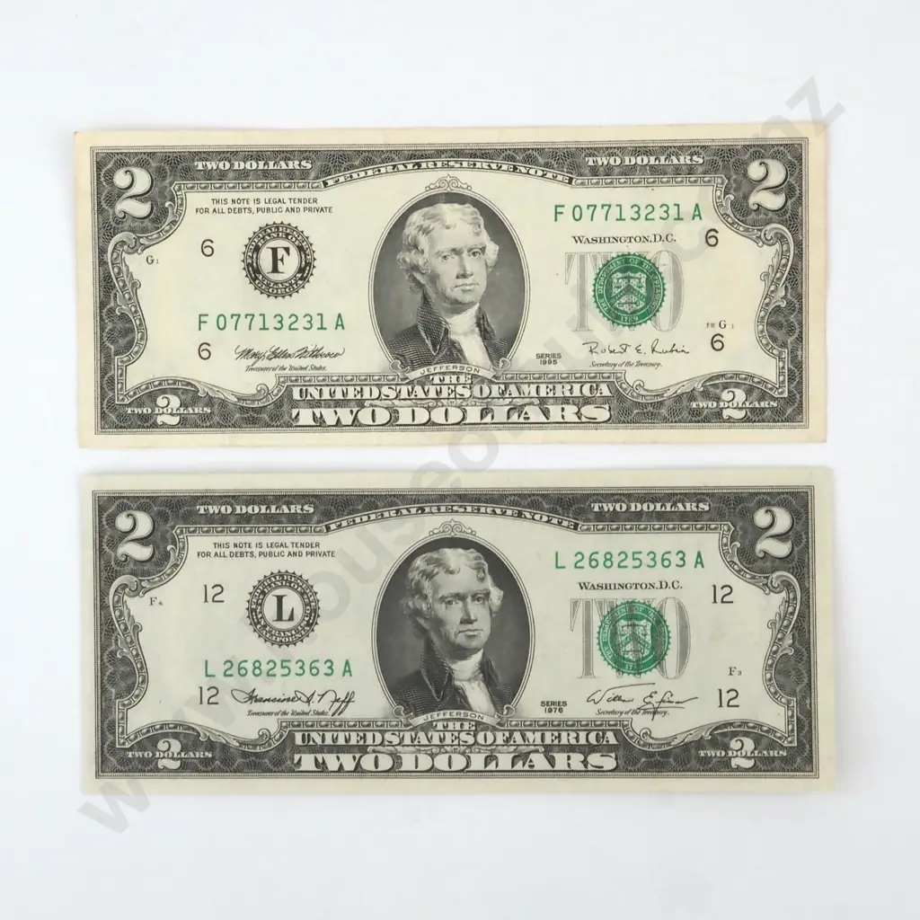 Two United States of America Two Dollar Banknotes - Better Grades  Image 1++