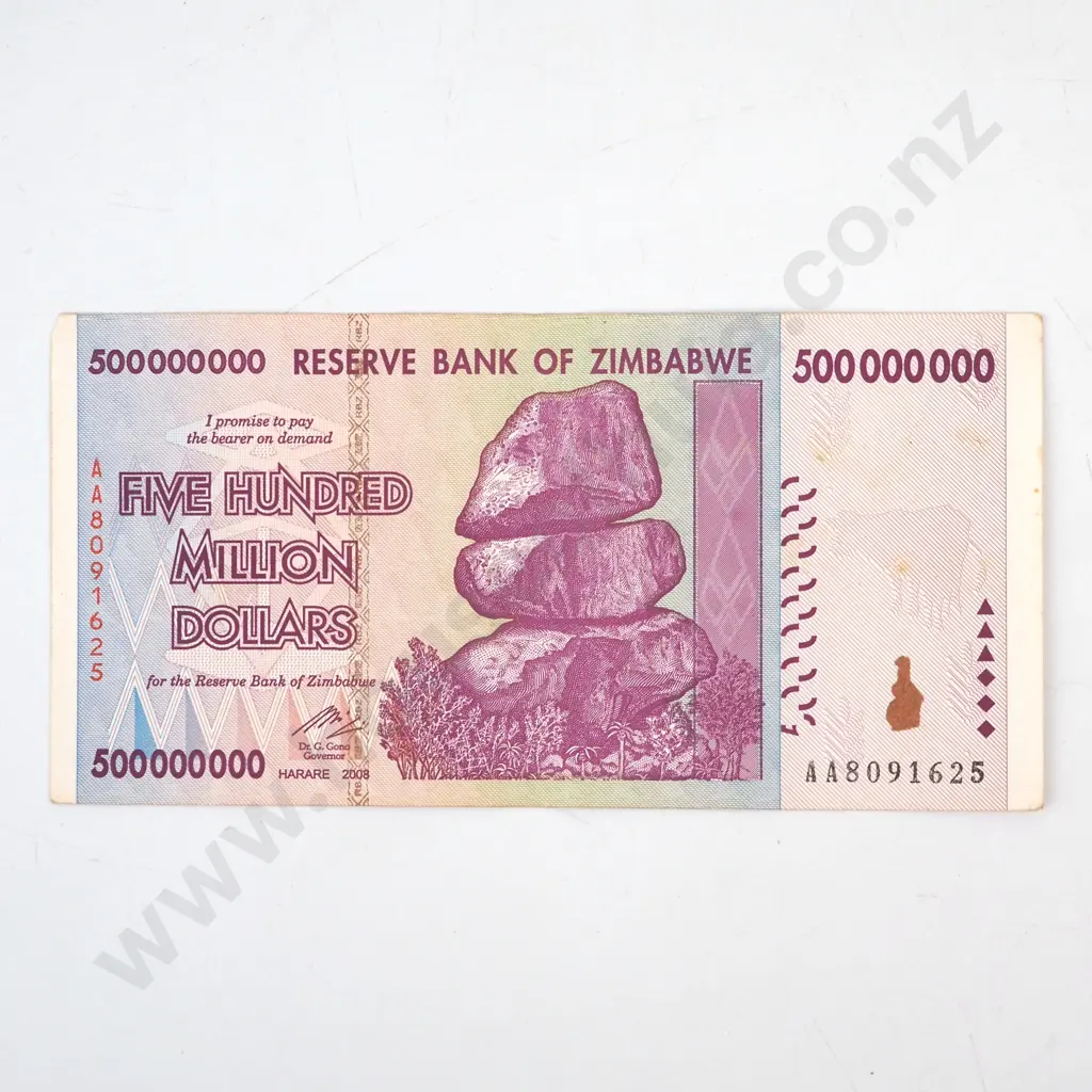 Zimbabwe Five Hundred Million Dollar Banknote  Image 1++