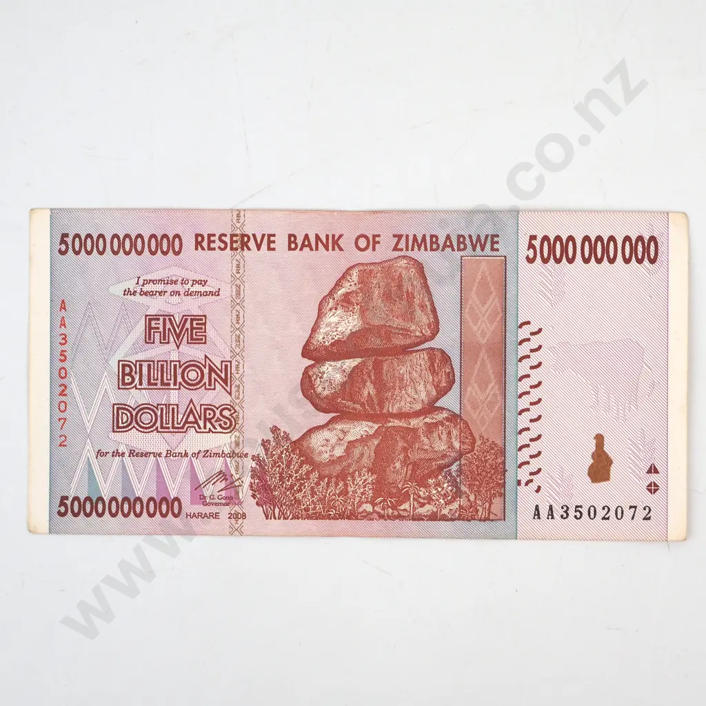 Zimbabwe Five Billion Dollar Banknote  Image 1++
