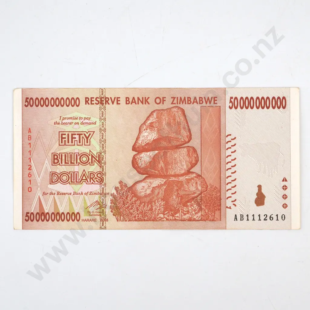 Zimbabwe Fifty Billion Dollar Banknote  Image 1++