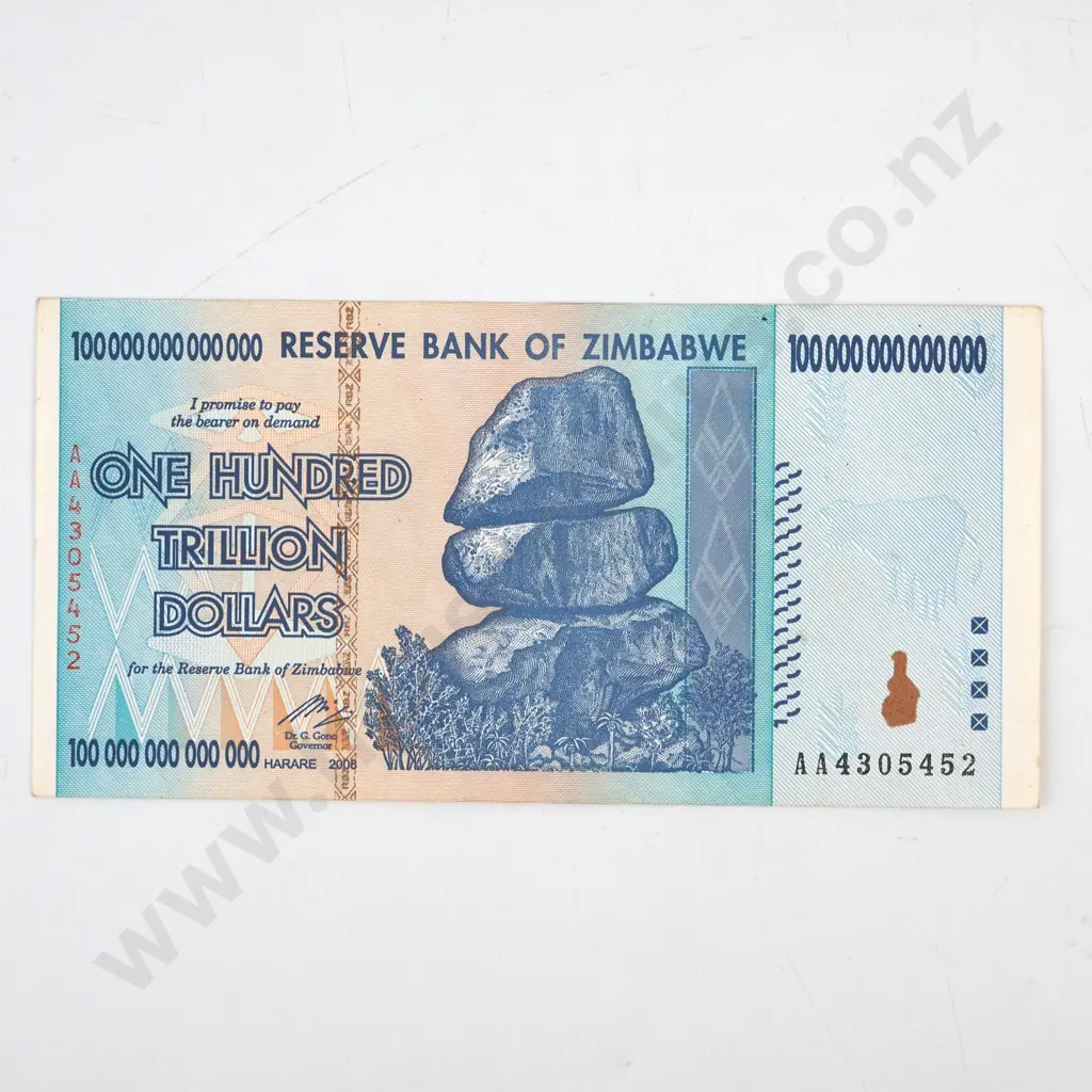 Zimbabwe One Hundred Trillion Dollar Banknote  Image 1++