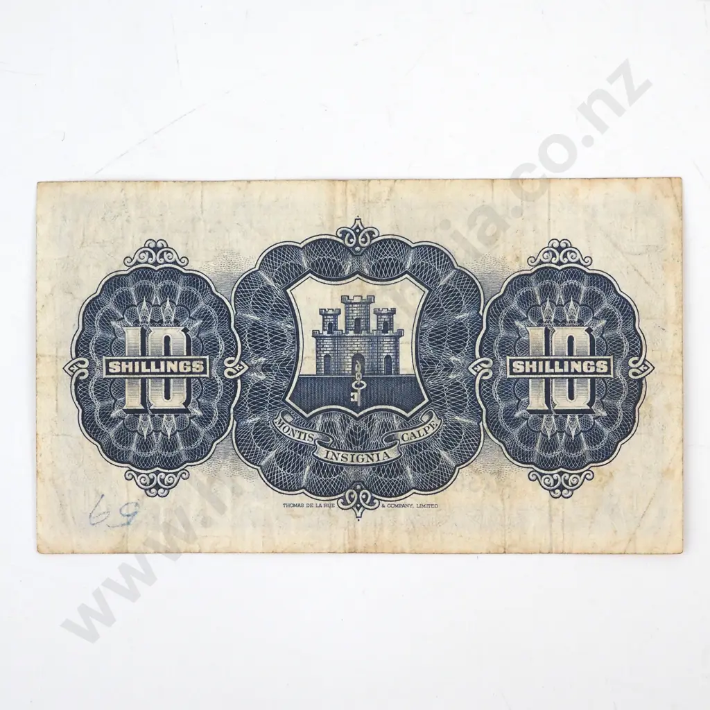 1958 Gibraltar 10 Shilling Banknote  Image 1++