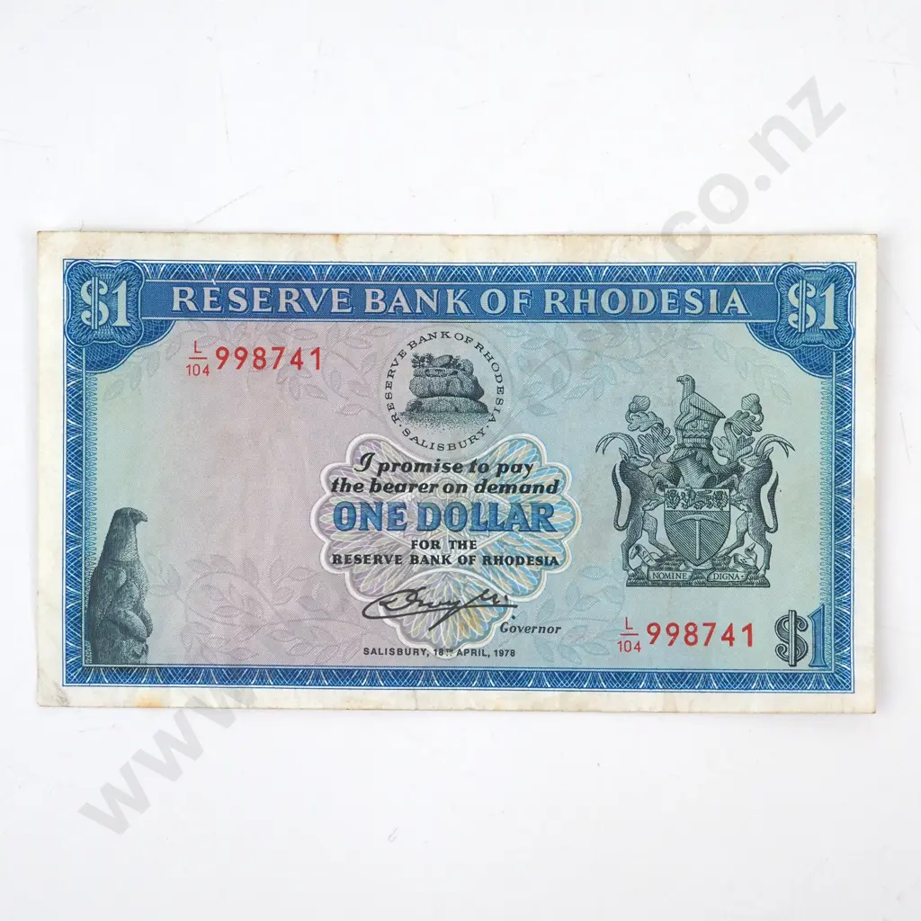 Rhodesia One Dollar banknote 1978  Image 1++