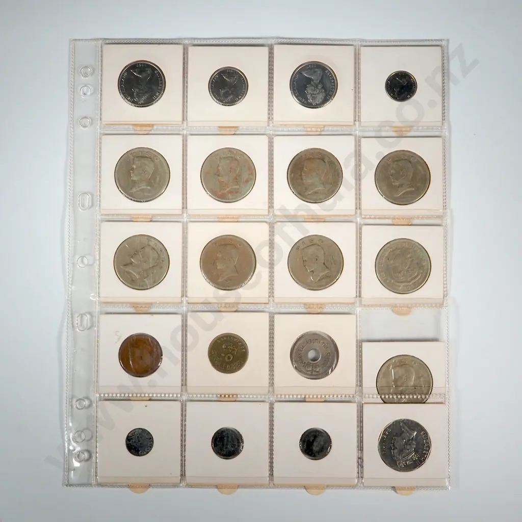 20 Carded Individual Coins & Tokens in Collectors Sheet Image 1++