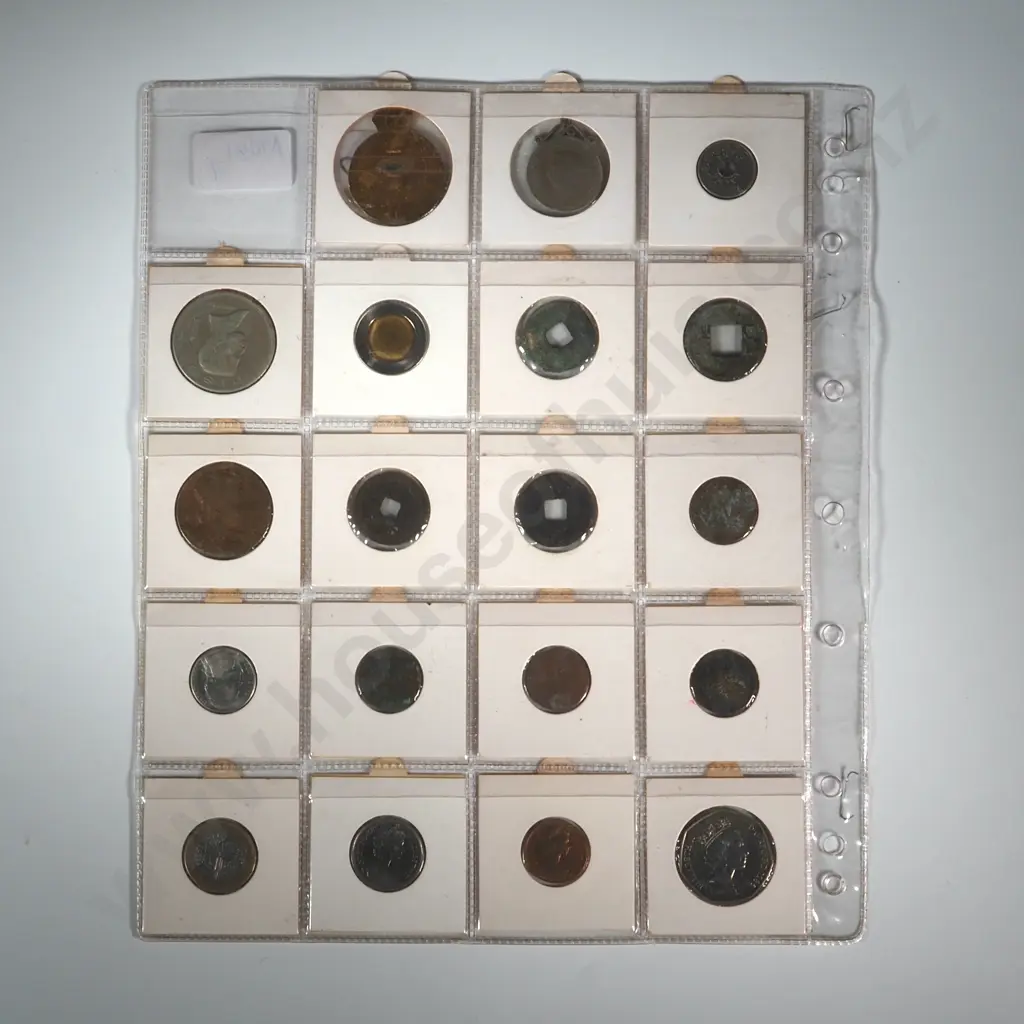19 Carded Individual Coins & Tokens in Collectors Sheet Image 1++