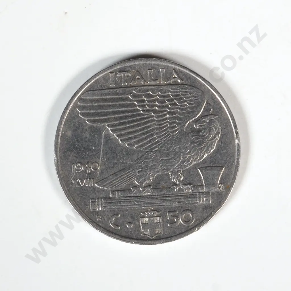1940 Italy 50 C Coin  Image 1++