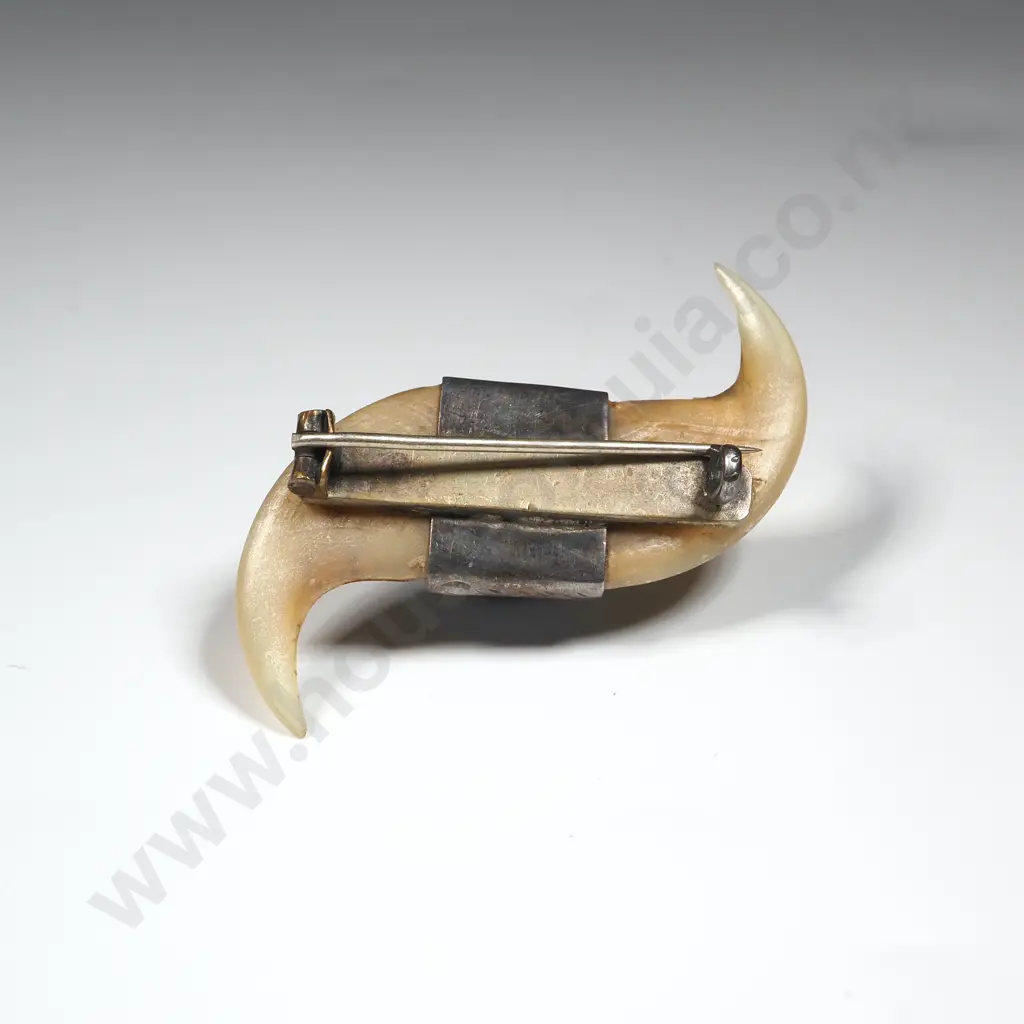 Antique Double Tiger Claw Brooch in Sterling Silver Image 1++