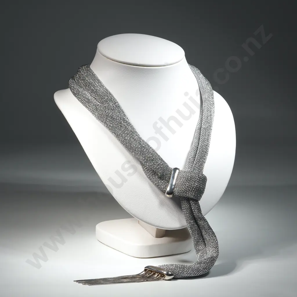 Impressive Adami & Martucci Sterling Silver Mesh Necklace Image 1++