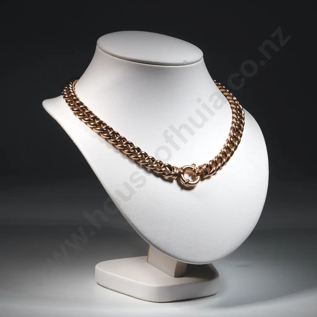 Substantial 9ct Rose Gold Curb Link Necklace Image 1++