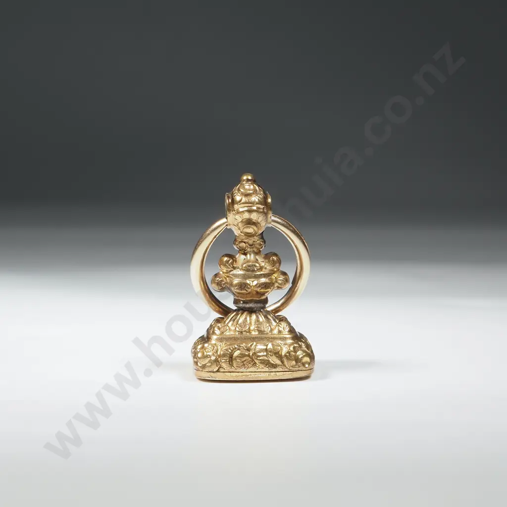 Antique Rolled Gold Seal w Upstanding Fox Carved in the Base Image 1++