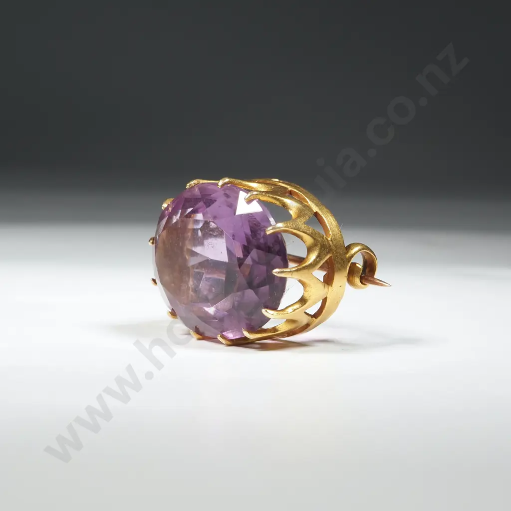 Antique 15ct Gold Amethyst Brooch Image 1++