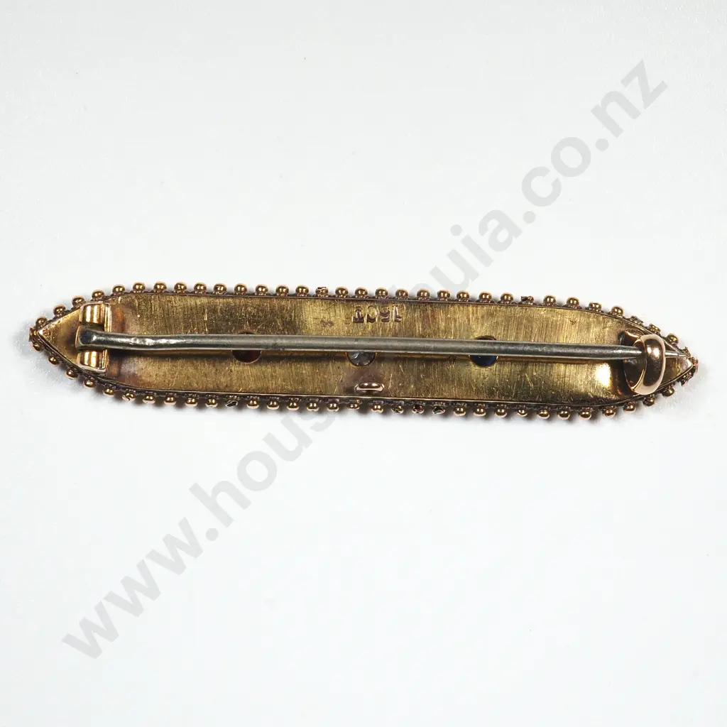 15ct Gold Ruby Diamond & Sapphire Brooch Image 1++