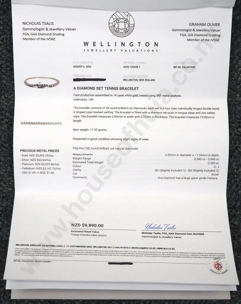 Exceptional 14ct White Gold Diamond Tennis Bracelet Valued at $9890 Image 1++