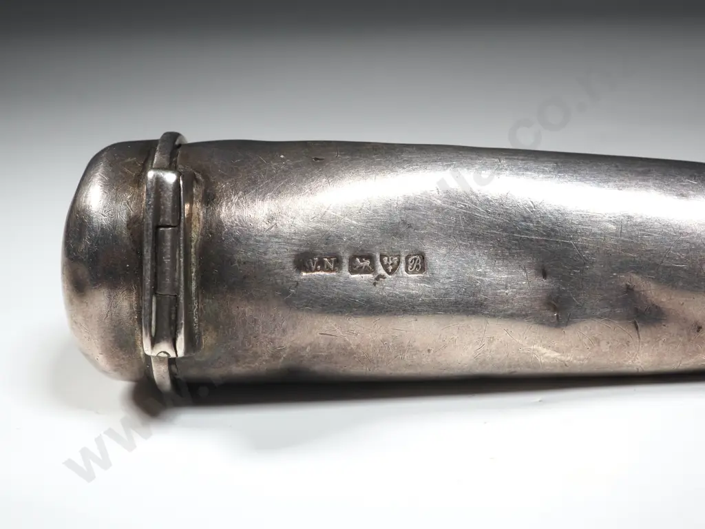 Sterling Silver Cigar Holder Case w 9ct Gold Hallmarked Rimmed Cigar Holder Image 1++