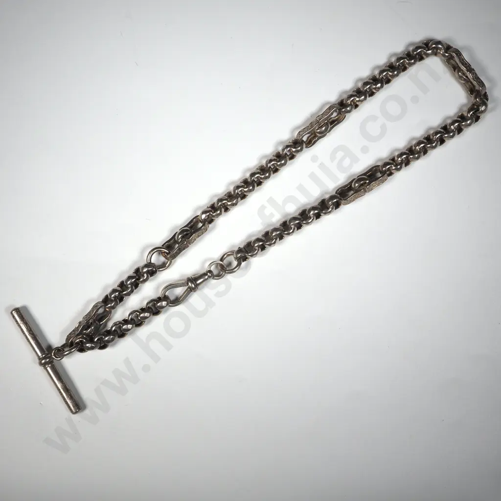 Antique Fancy Link Sterling Silver Fob Chain Image 1++