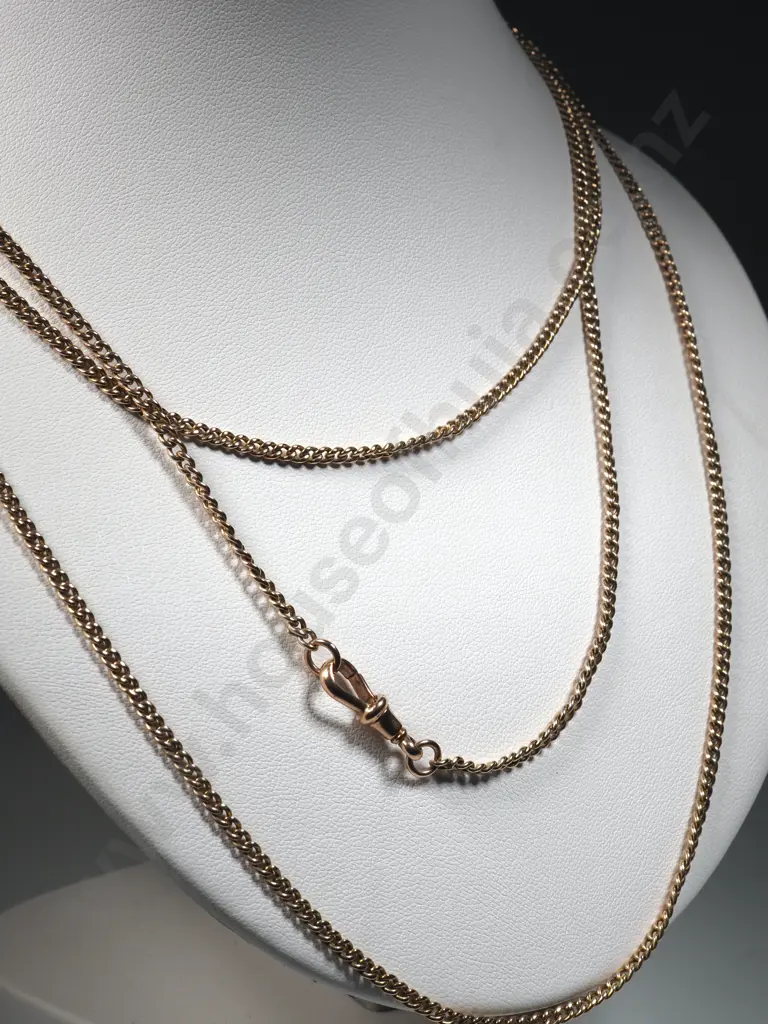 Edwardian 9ct Gold Curb Link  Muff Chain Image 1++