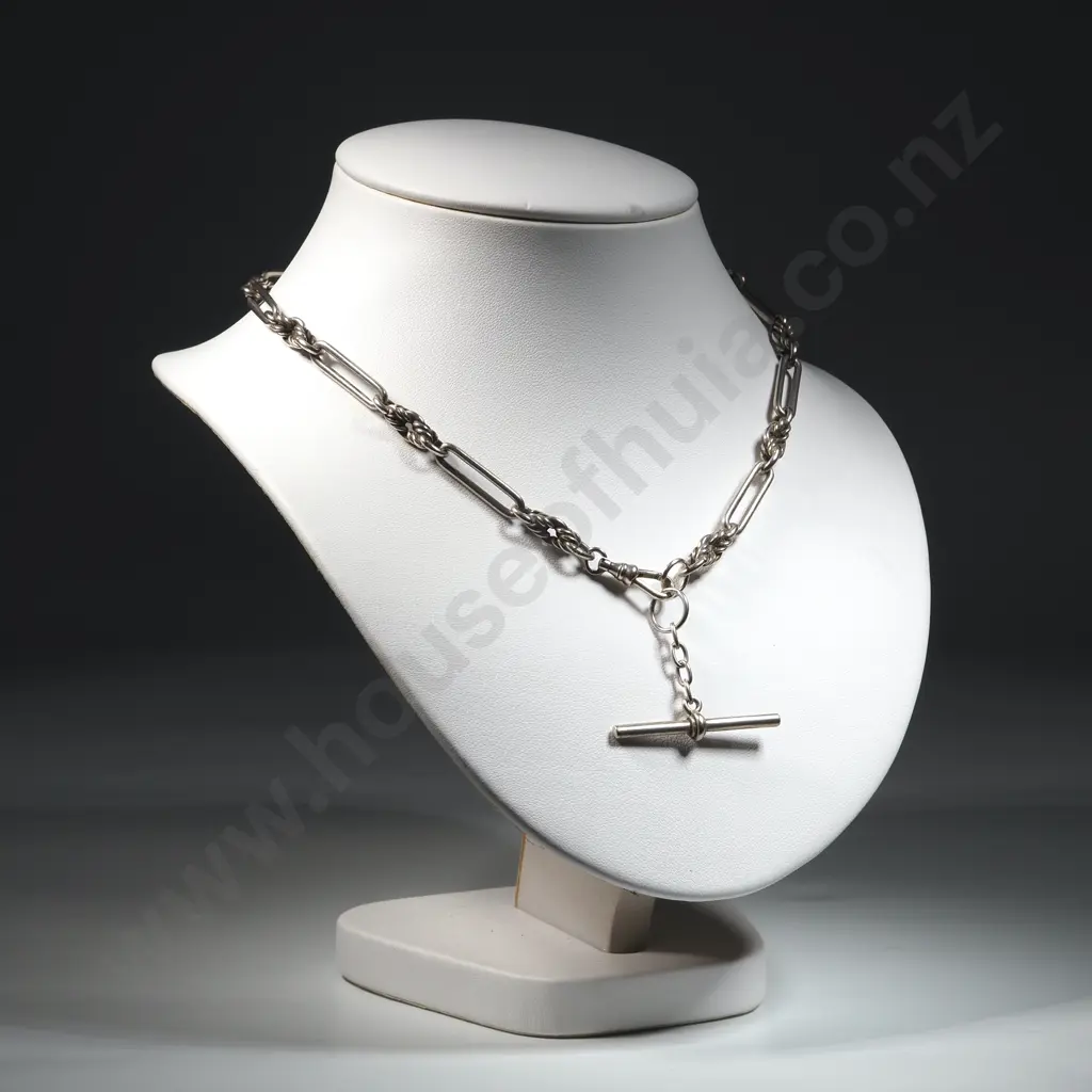 Fancy Sterling Silver Albert Link Fob Chain Image 1++