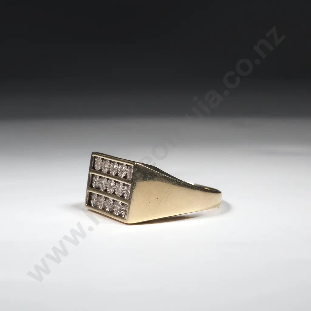 9ct Gold 15 diamond Channel Set Geometric Ring Image 1++