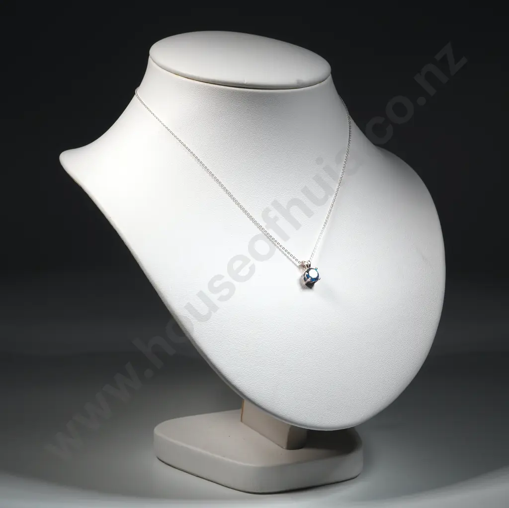 Sterling Silver & Blue Stone Necklace Image 1++