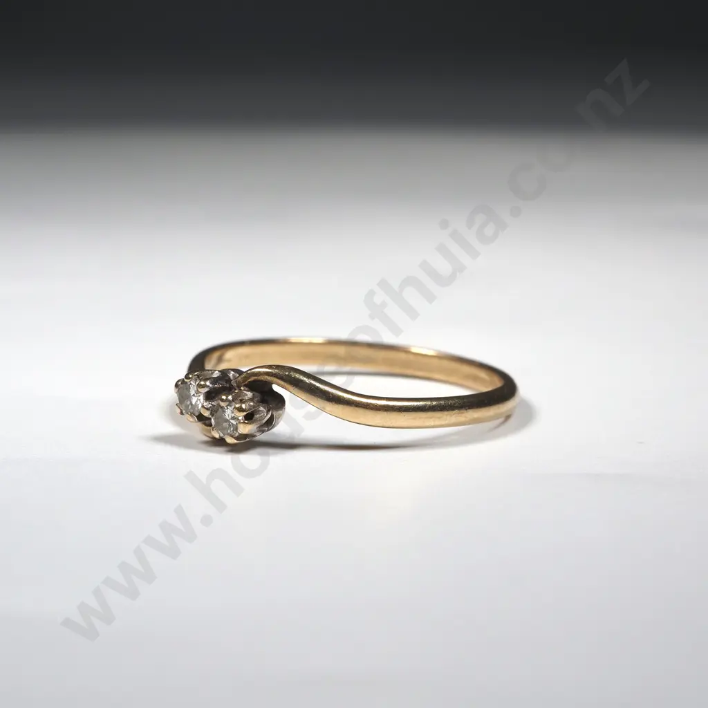 9ct Gold Two Diamond Ring Image 1++