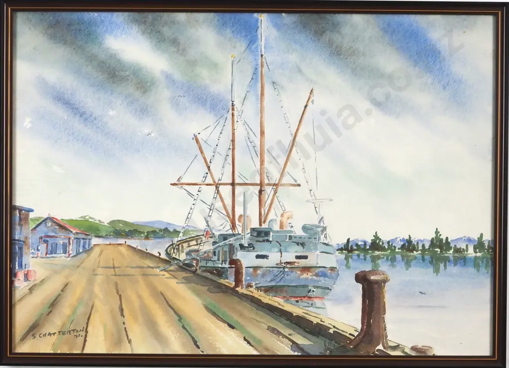 S Chatterton. 1971. Te Aroha at Port Nelson. Watercolour. Image 1++