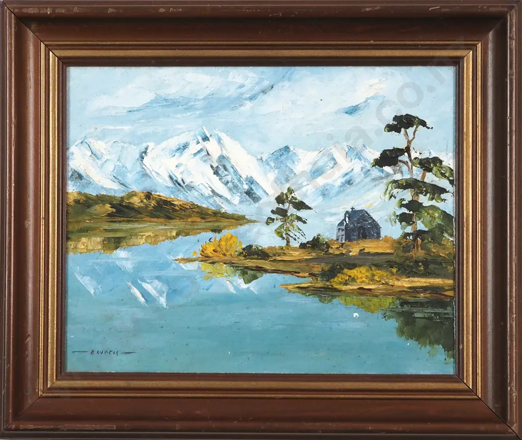 B. Curtis. Church of the Good Shepherd, Lake Tekapo, South Island, New Zealand. Oil on Board. Image 1++