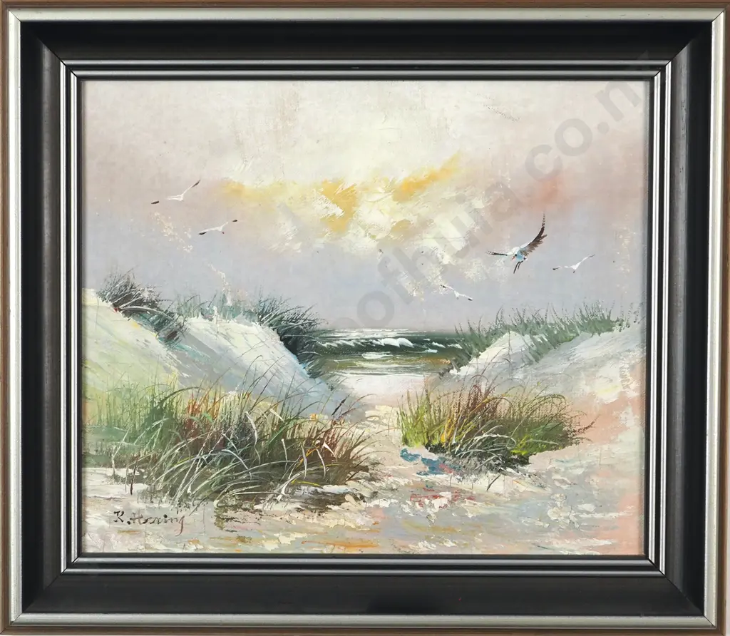 K Haring. Seascape With Seagulls. Oil On Board. Image 1++