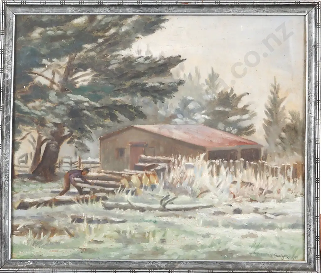 Ruth Burgess. 1950. Winter in the Rai. Oil on Board. Image 1++