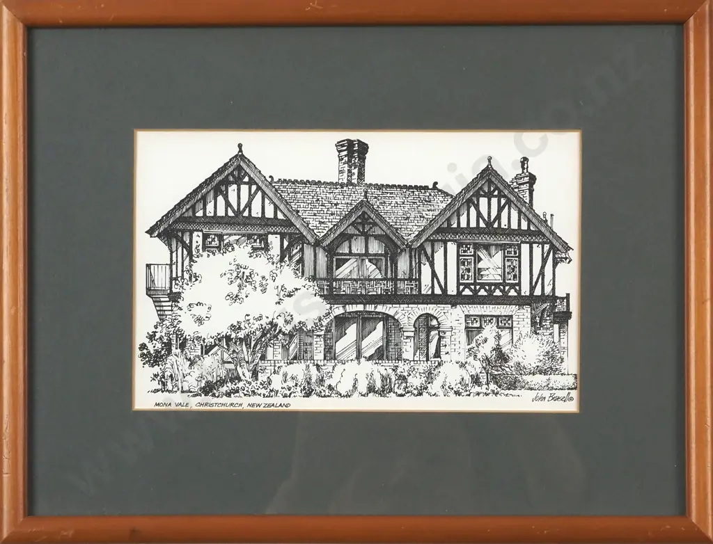 John Brasell. Mona Vale, Christchurch New Zealand. Monochrome Print. Image 1++