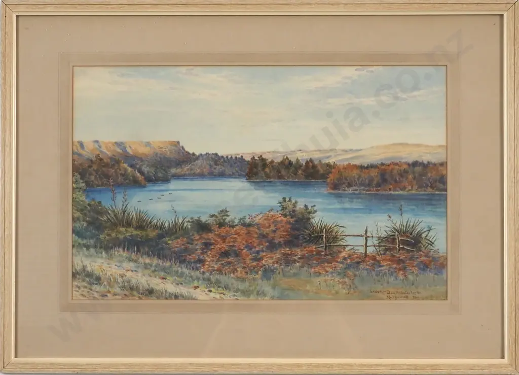 Edward Noel Barraud. 1901. Waikato River Above Arateatea Rapids. Watercolour. Image 1++