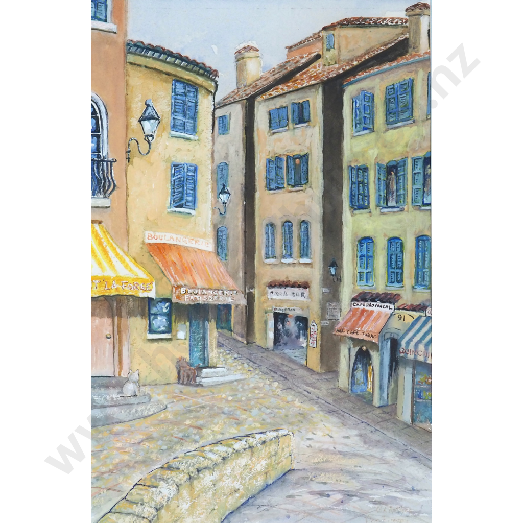 William Boissevain. 1981. French Street Scene. Watercolour & Gouache. Image 1++