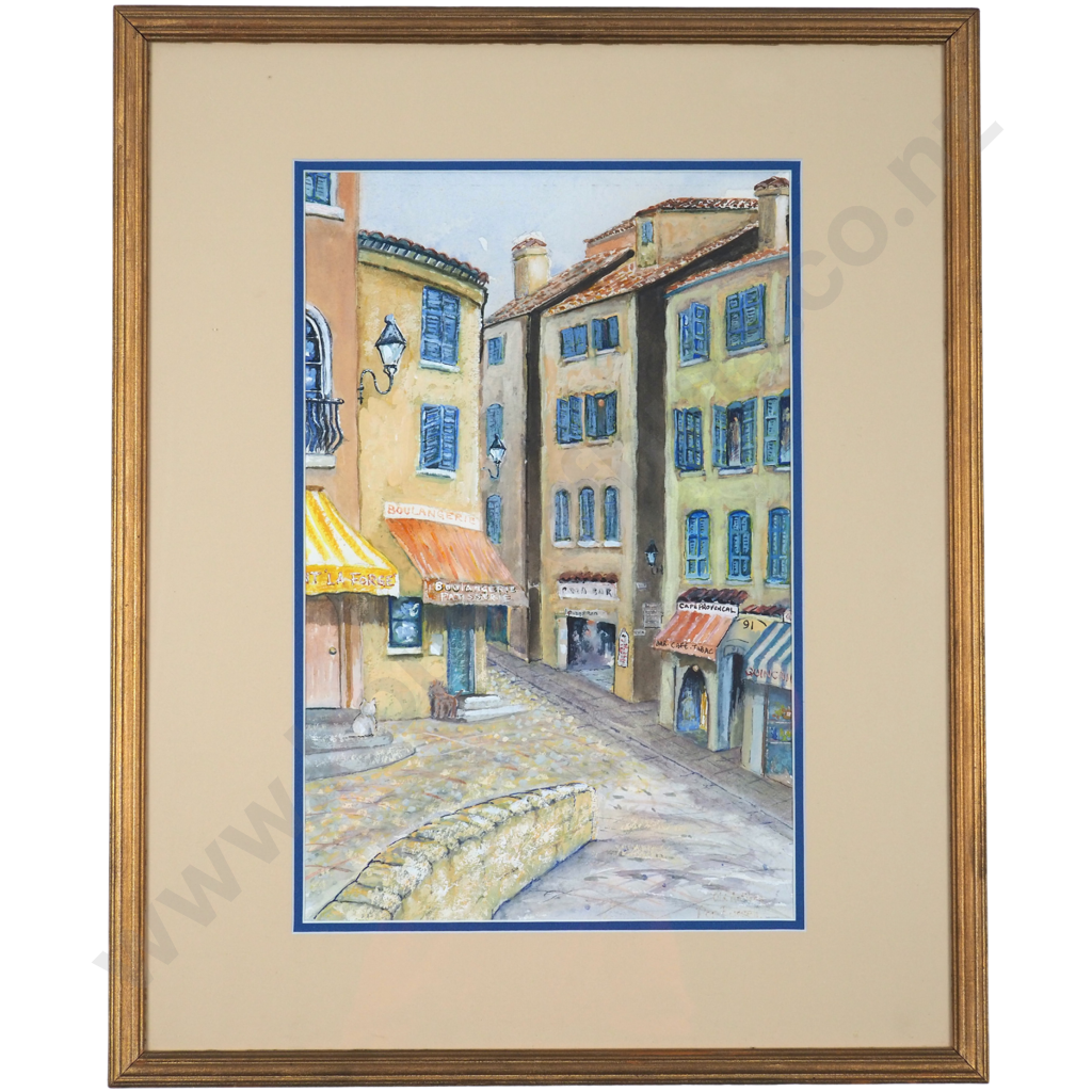 William Boissevain. 1981. French Street Scene. Watercolour & Gouache. Image 1++