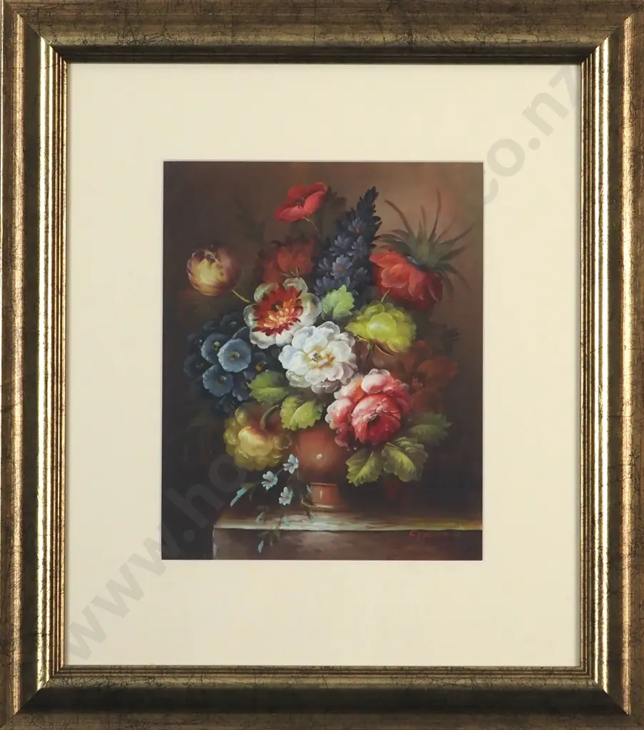 Charles Freeman (1859-1916). 'A Brown Jar Full of Bright Colour'. Wash Oil on Canvas. Image 1++