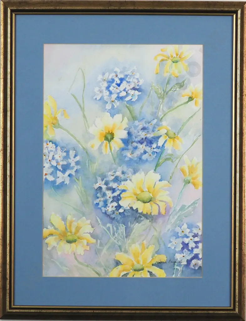 M Harwick. Garden Flowers. Watercolour. Image 1++