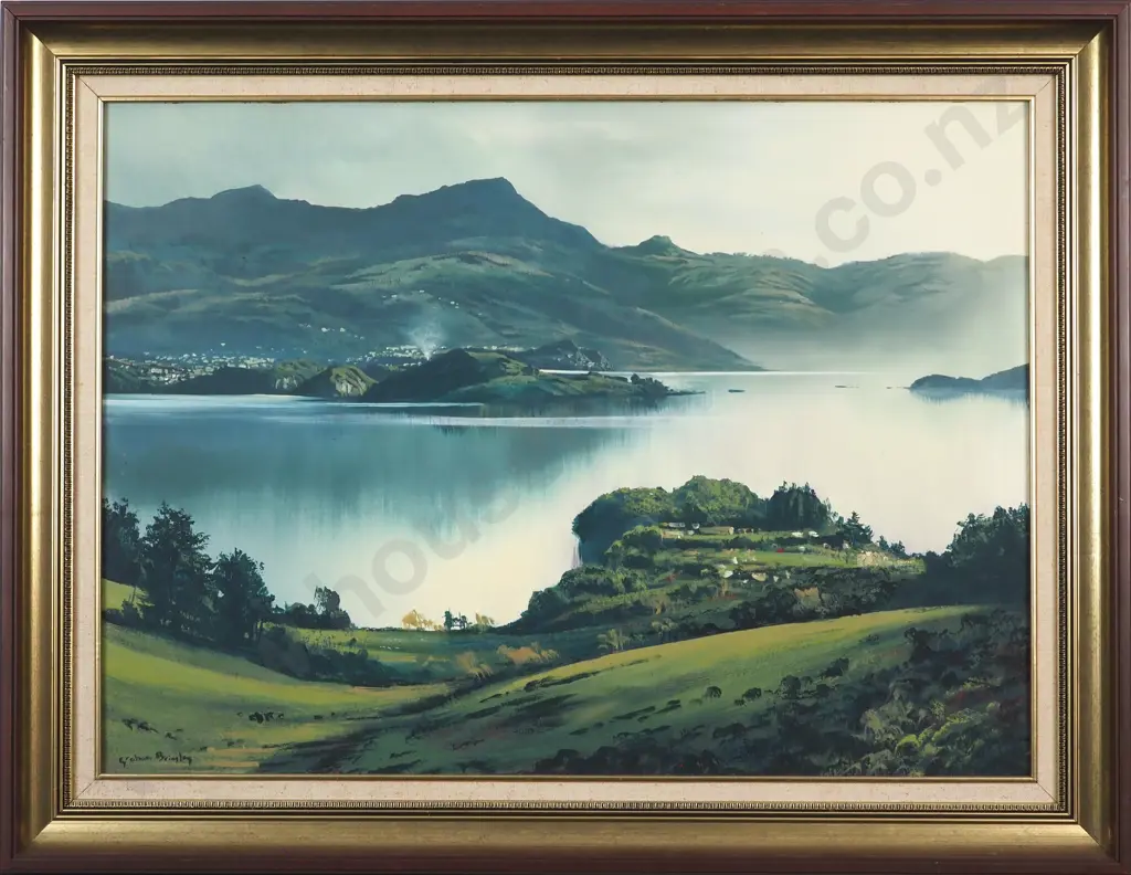 Graham Brinsley. Landscape - Dunedin Harbour (Possibly). Oil On Board. Image 1++