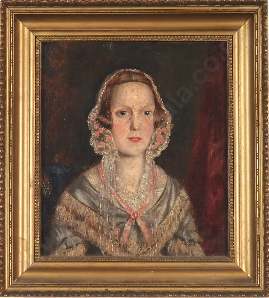 Portrait - Woman in Lace Cap. Oil on Board. Image 1++