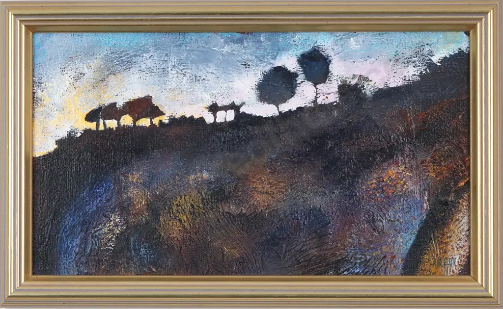 Signed. Trees in a Landscape. Oil on Board. Image 1++