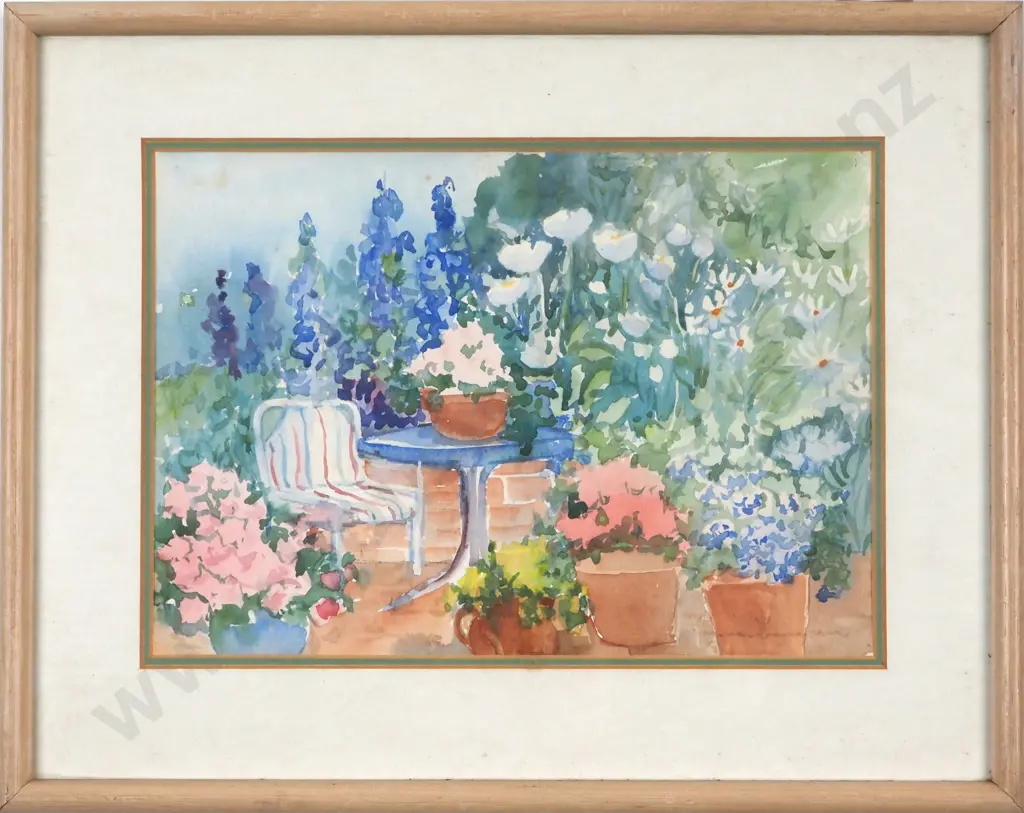 Kath von Tunzelmann. Garden Scene. Watercolour. Image 1++