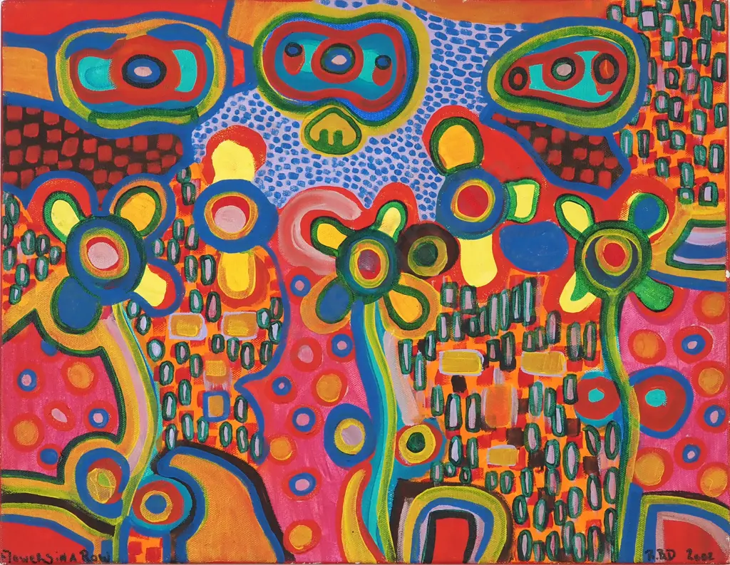 R Boyd Dunlop. Flowers In A Row. Oil On Stretched Canvas. Image 1++