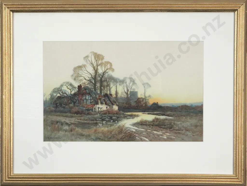 E.W. Haslehust. Evening. Watercolour. Image 1++