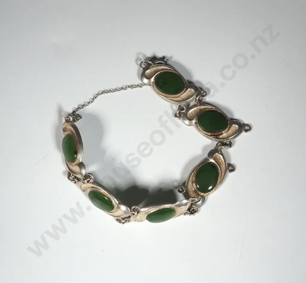 Sterling Silver Greenstone Bracelet Image 1++