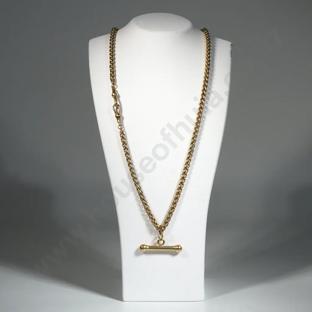 Substantial Rolled Gold Wheatlink T Bar Necklace Image 1++