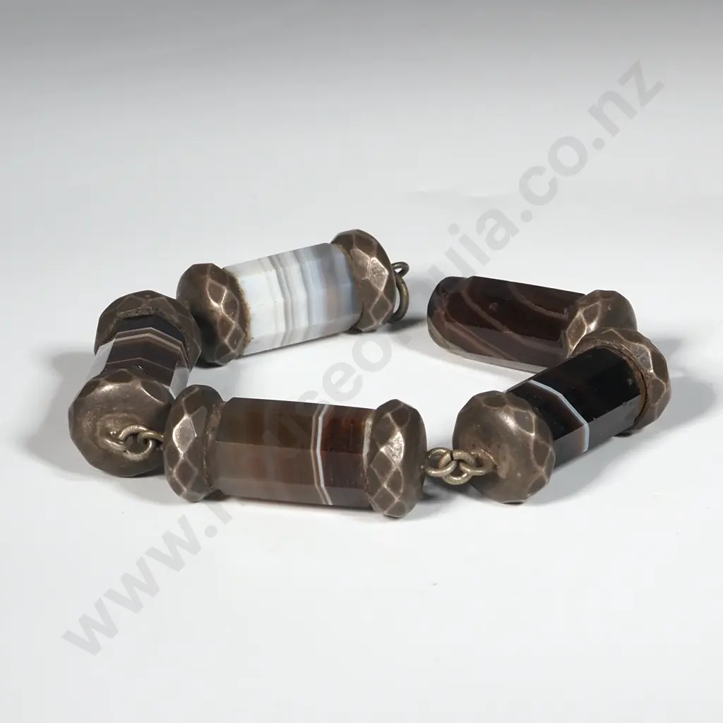 Victorian Silver & Agate Bracelet - A/F Image 1++
