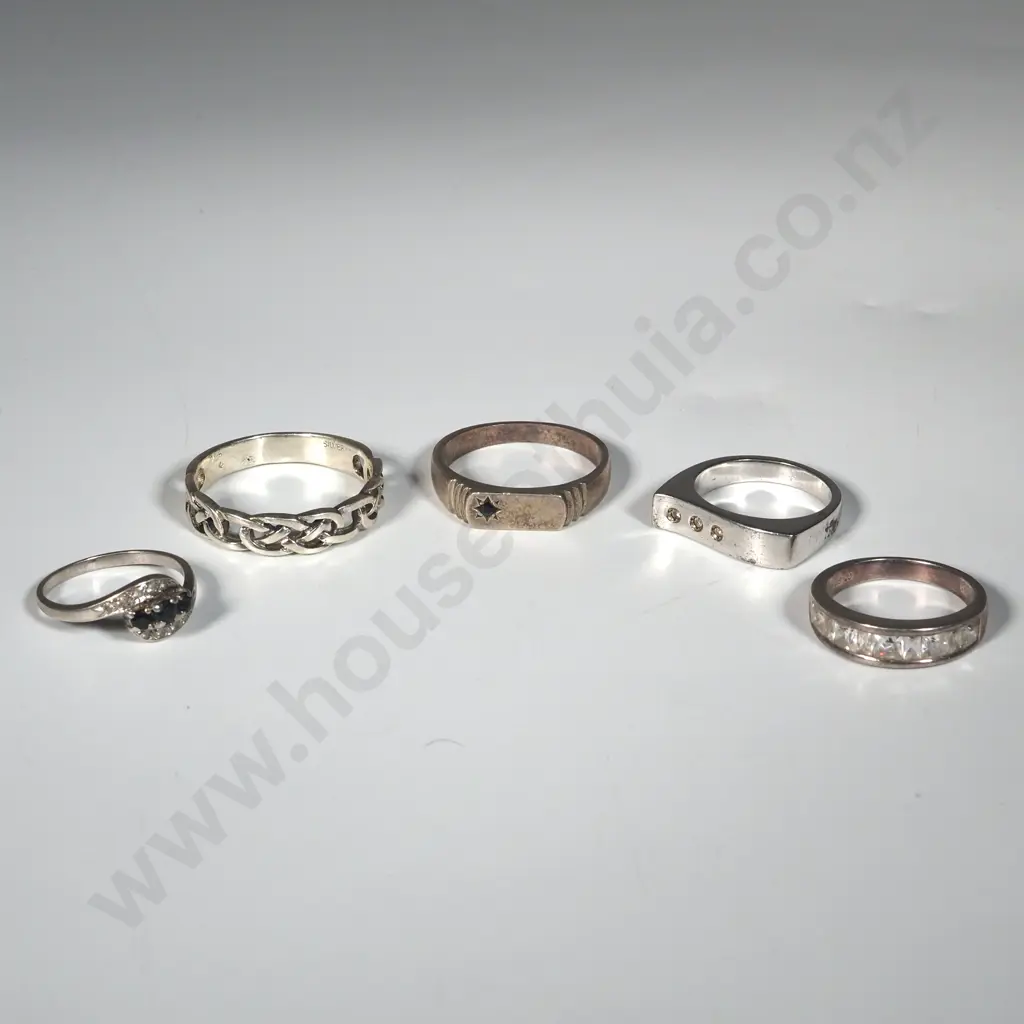 Five Sterling Silver Rings Image 1++