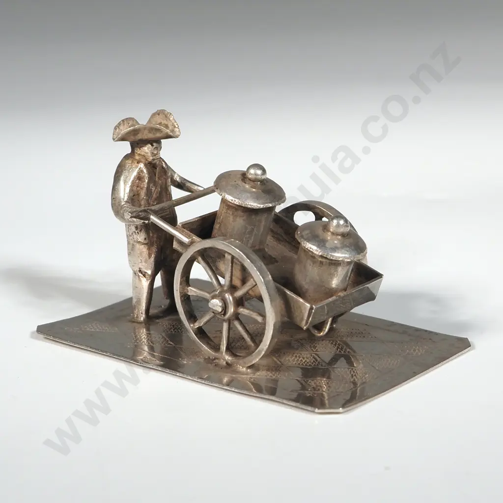 Sterling Silver Model Man Pushing a Milk Trolley Image 1++